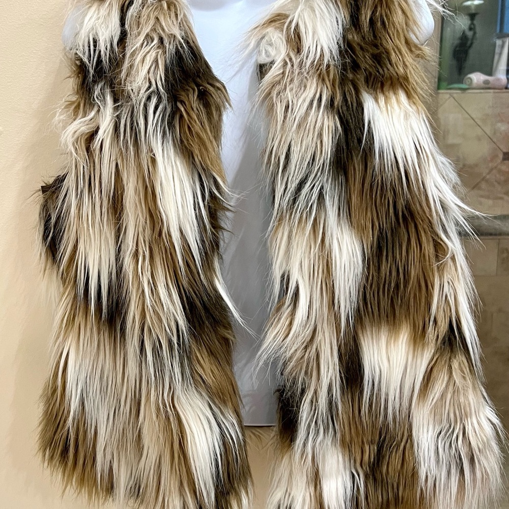 Jou Jou Multicolored Faux Fur Vest Size Large NWOT